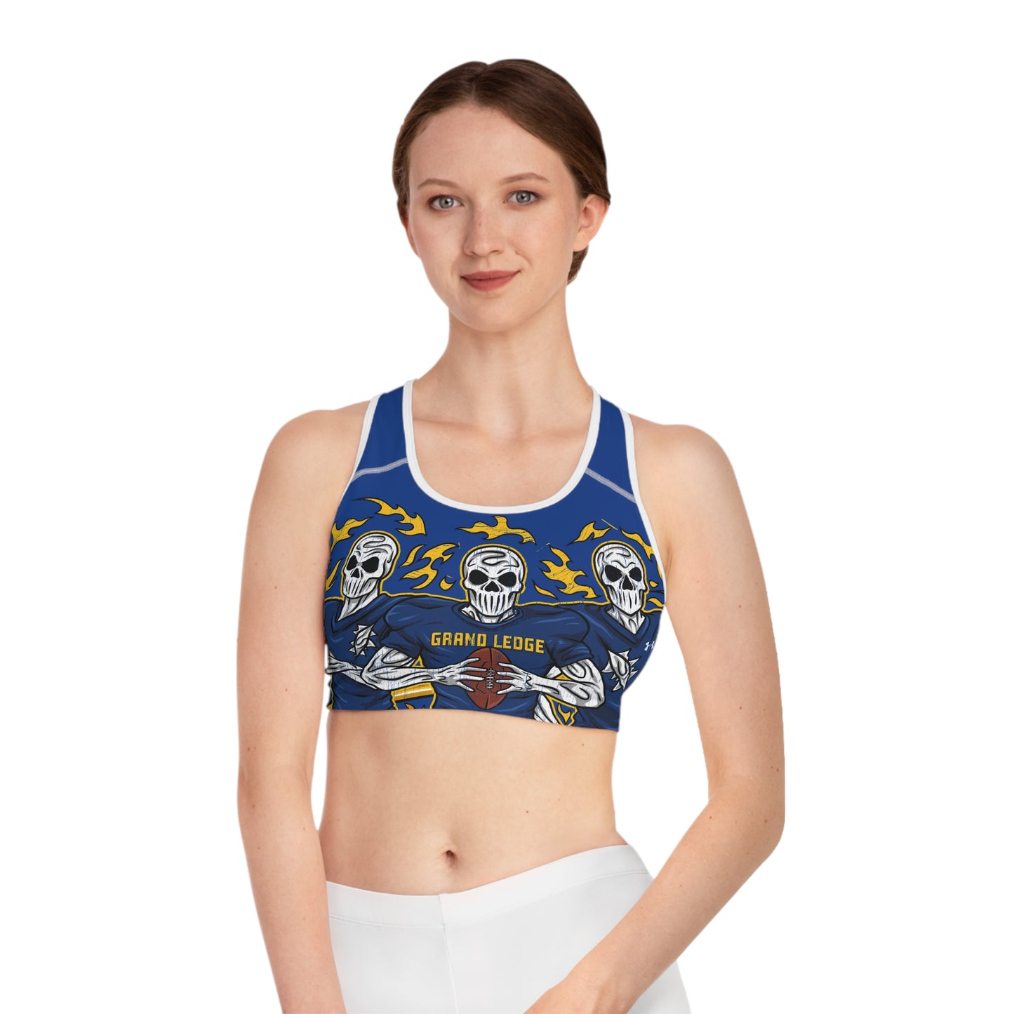 GRAND LEDGE FOOTBALL WOMENS SPORTS BRA BLUE