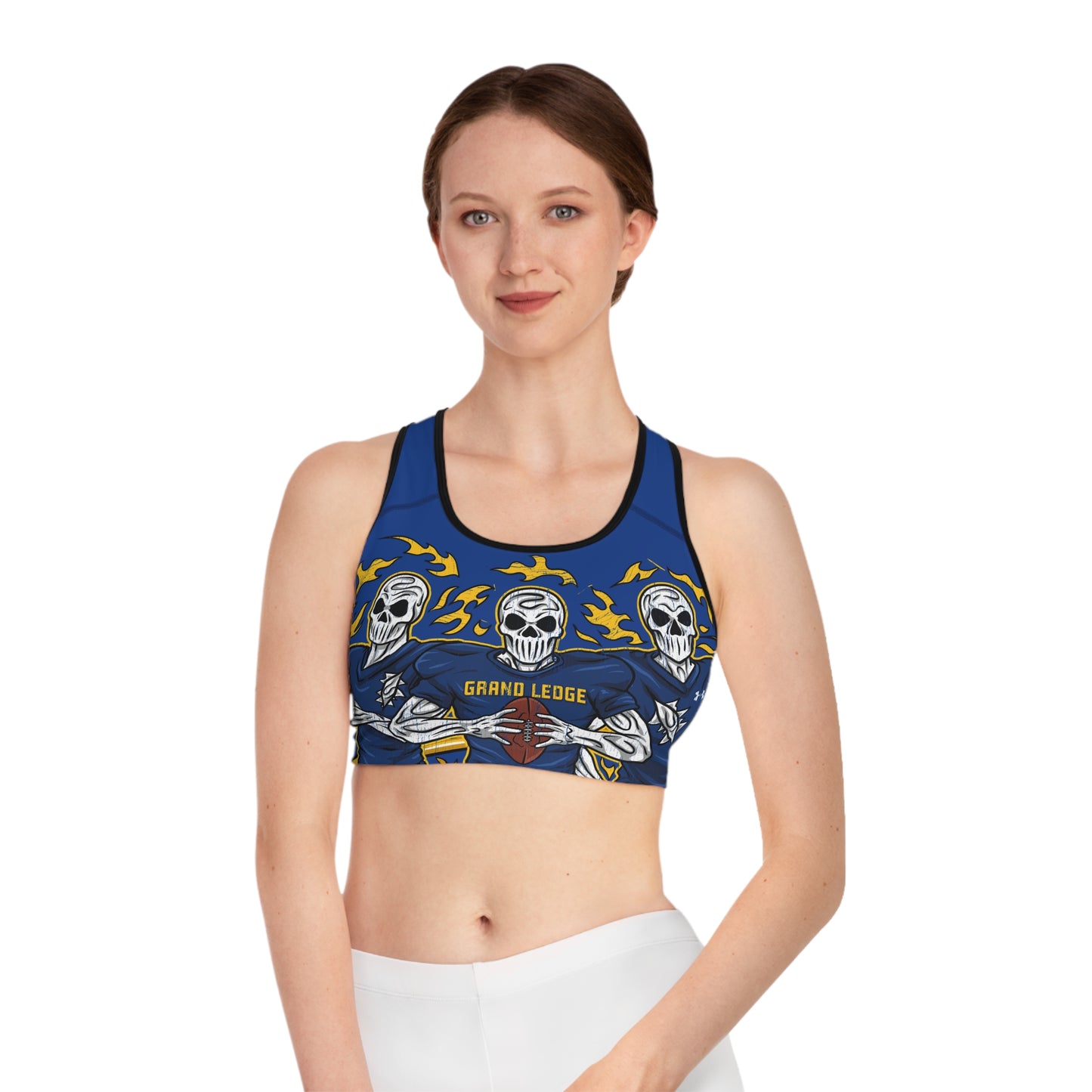 GRAND LEDGE FOOTBALL WOMENS SPORTS BRA BLUE
