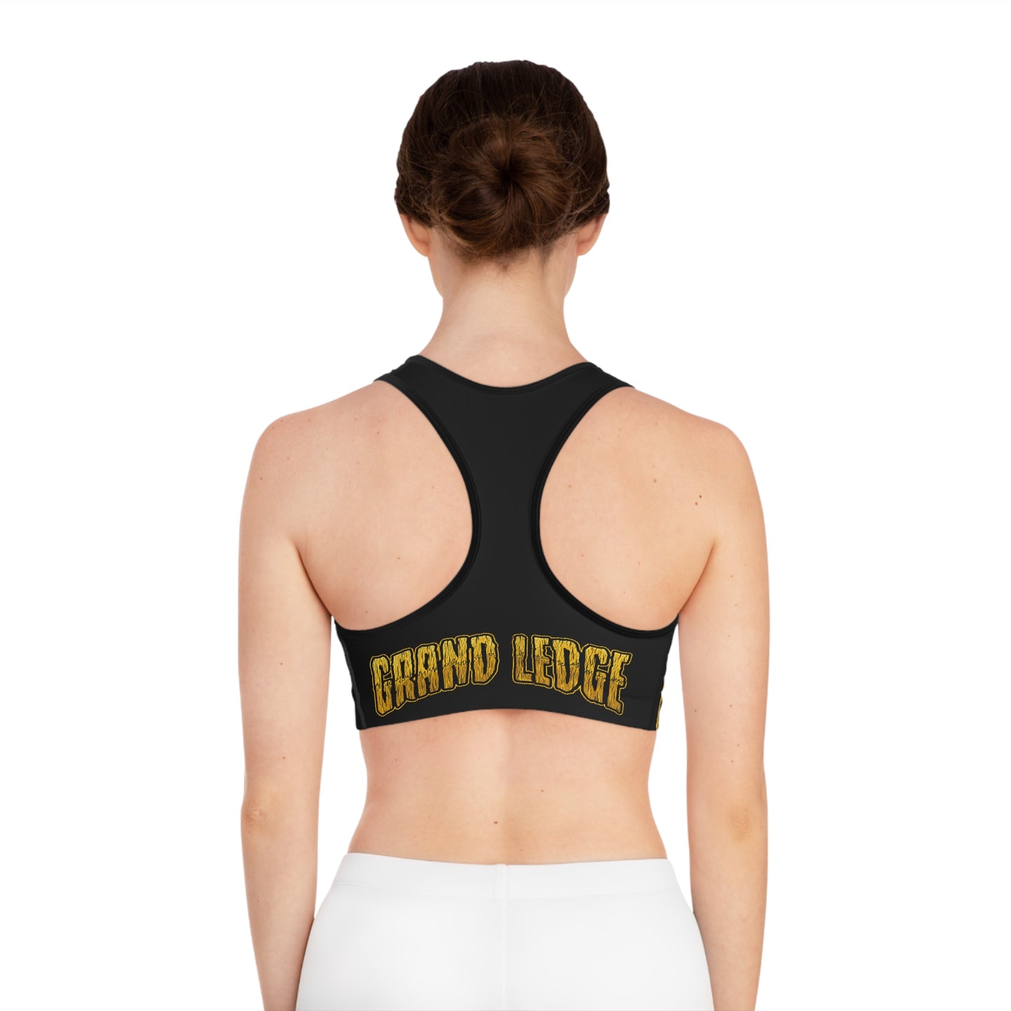 GRAND LEDGE FOOTBALL WOMENS SPORTS BRA BLACK