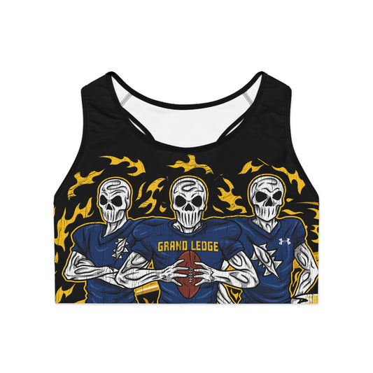 GRAND LEDGE FOOTBALL WOMENS SPORTS BRA BLACK